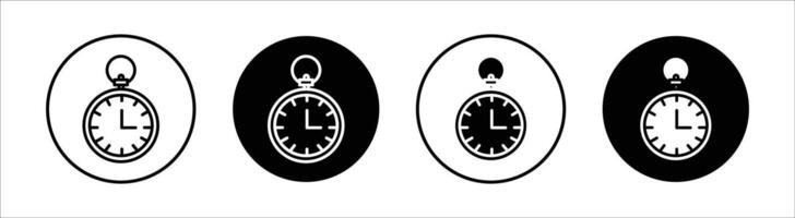 Pocket watch flat line icon set. Pocket watch Thin line illustration vector