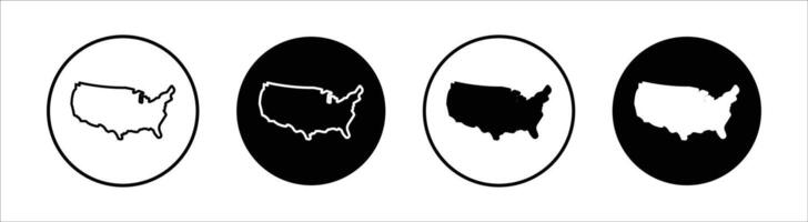 US map flat line icon set. US map Thin line illustration vector