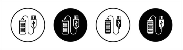 USB hub flat line icon set. USB hub Thin line illustration vector