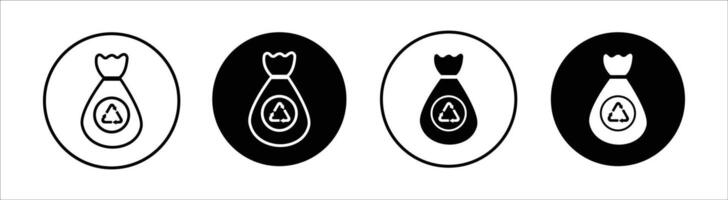 Trash bag flat line icon set. Trash bag Thin line illustration vector