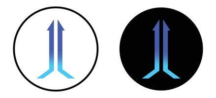 Two arrows merging into one flat line icon set. Two arrows merging Thin line illustration vector