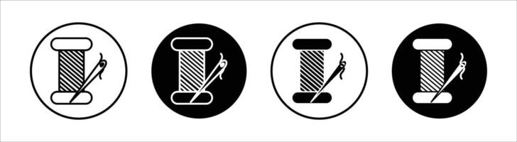Thread needle flat line icon set. Thread needle Thin line illustration vector