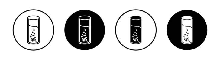 Soluble tablet flat line icon set. Soluble tablet Thin line illustration vector