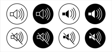 Speaker volume flat line icon set. Speaker volume Thin line illustration vector
