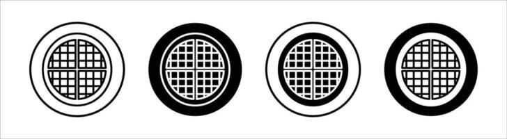 Waffle flat line icon set. Waffle Thin line illustration vector