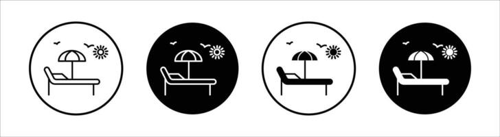 Sunbed flat line icon set. Sunbed Thin line illustration vector