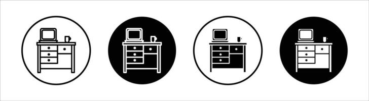 Study table flat line icon set. Study table Thin line illustration vector