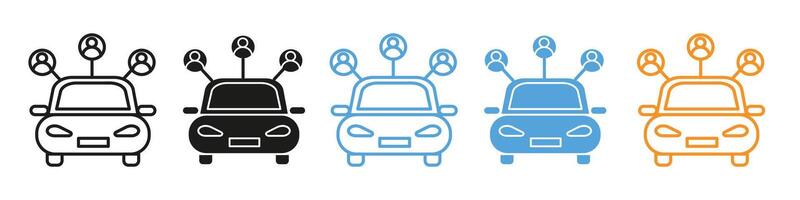 Rideshare service icon showcasing the convenience of carpooling for group travel vector