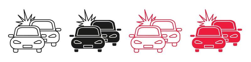Aftermath of a vehicle collision icon highlighting auto damage and crash scenarios vector