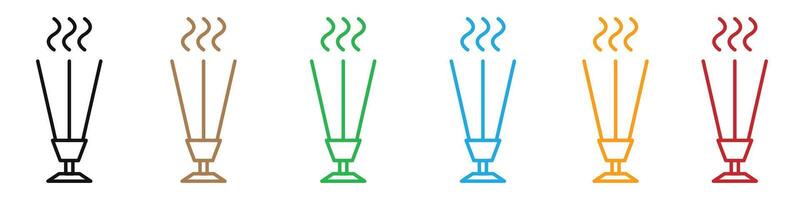 Burning incense stick icon mark in filled style vector