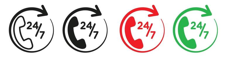 24 7 Emergency call services icon mark in filled style vector