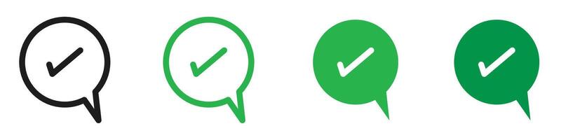 Approved message icon mark in filled style vector
