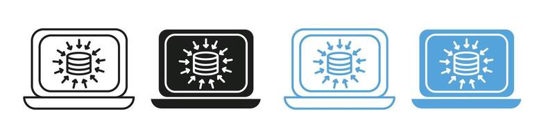Server Data Aggregation Icons for Cloud Computing and Network Analysis in Big Data Centers vector