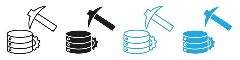 Advanced Data Processing and Database Management Icons Ideal for Tech-Savvy Designs vector