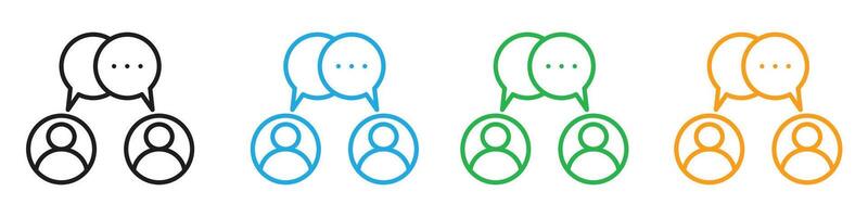 Conversation icon showing speech bubbles and communication, ideal for chat apps, customer service, and social media platforms vector