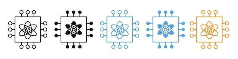 Artificial Intelligence Computation Icon with Processor Chip and Motherboard Memory vector