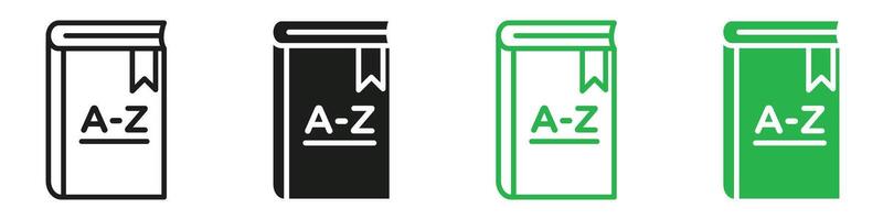 Dictionaries icon depicting reference books and alphabets, perfect for education, libraries, and language learning vector
