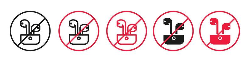 Earphones Usage Prohibition Icon for Sound Device Restrictions vector