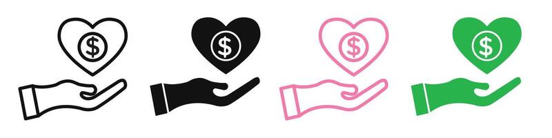 Donation icon mark in filled style vector