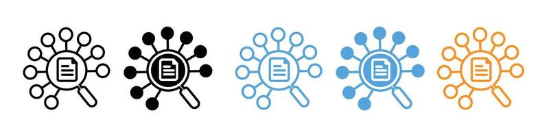 Icons for Business Research and Data Aggregation from Diverse Information Sources vector