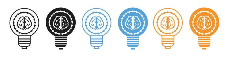 Brainpower and Creative Thinking Depicted in Icons for Innovation and Intellectual Development vector