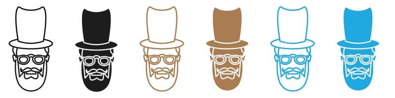 Hipster icon featuring a trendy man with a beard and stylish hair, ideal for modern fashion and design projects vector
