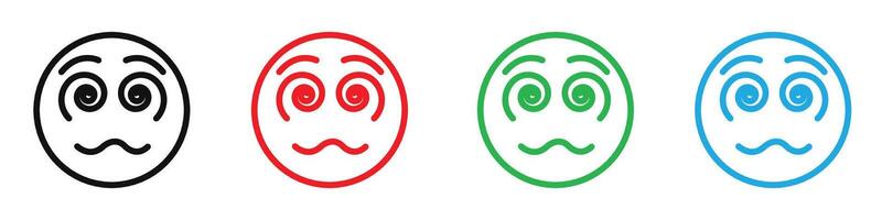 Hypnotized emoji icon mark in filled style vector