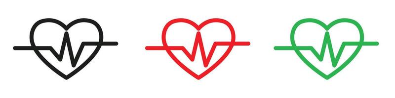 Heart rate pulse icon mark in filled style vector