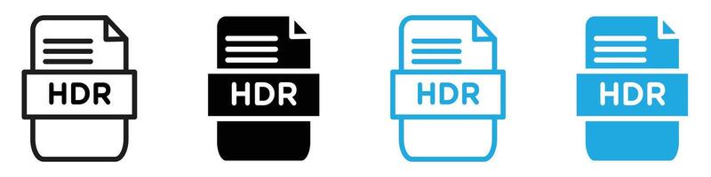 HDR image file extension icon mark in filled style vector