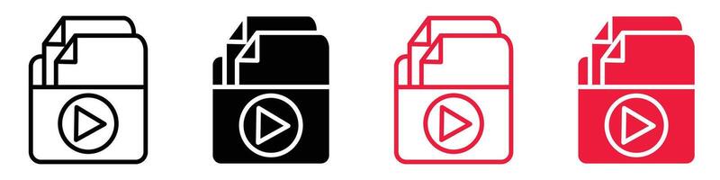 Multimedia files icon showing digital file organization and storage, suitable for tech applications, media platforms, and content management vector