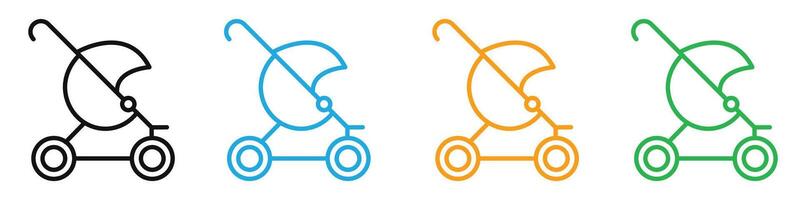 Jogging stroller icon mark in filled style vector
