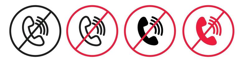 No Mobile Calls Allowed Icon for Restricted Communication Zones vector
