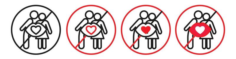 No Public Displays of Affection Icon for Couples in Social Settings vector