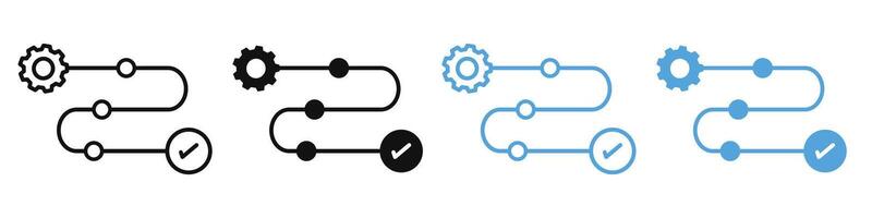 Factory Automation Icons Showing Sequential Workflow and Performance Optimization vector