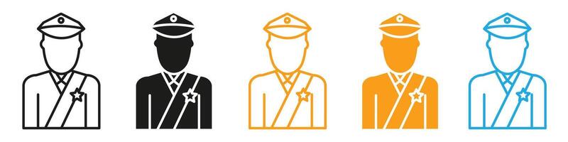 Policeman icon showing a law enforcement officer, suitable for public safety, security, and community policing vector