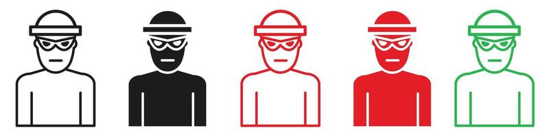 Robber icon illustrating criminal activity and theft prevention, ideal for security services, crime prevention programs, and law enforcement vector