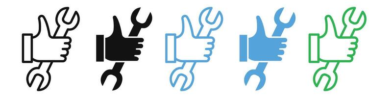 Mechanical Repair Work Icon with Wrench in Hand for Fixing Tasks vector