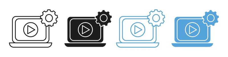 Modern E-Learning and Online Tutorial Icons for Interactive Digital Education Platforms vector