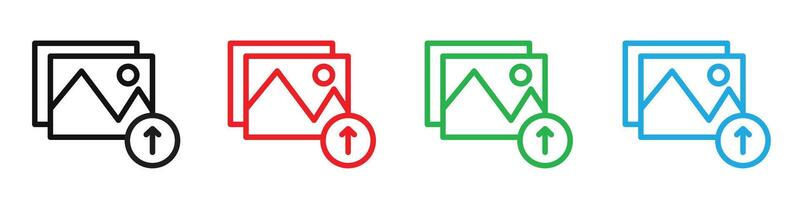 Upload photo icon mark in filled style vector