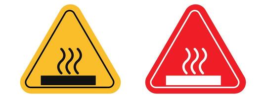 Warning about hot surface ahead indicating risk of burn injuries present vector