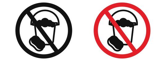 Ensure household cleanliness with this cleaning bucket and sponge sign, featuring clear iconography and hygiene symbols, ideal for domestic cleaning and housekeeping services. vector