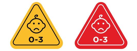 0 to 2 or 3 year Age restriction warning indicating not suitable for minors under specific age vector