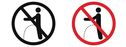 Ban public urination with this clear, bold red sign featuring a no-urine icon and prohibition label, perfect for maintaining hygiene in public restrooms, parks, and washrooms. vector