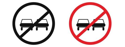 Enhance traffic safety with this no overtaking sign, featuring a clear directional arrow and prohibition icon, perfect for ensuring safe driving practices on roads and highways. vector