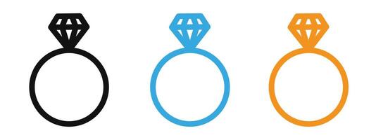 Diamond ring icon mark in filled style vector