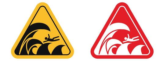 High sea wave danger warning about risk of strong tidal waves and drowning vector