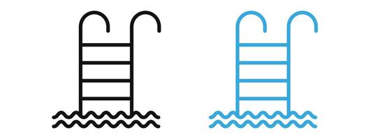 Ladder in swimming pool icon mark in filled style vector