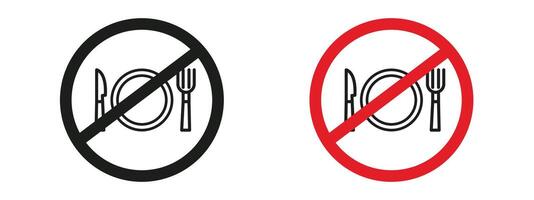 No eating or drinking sign, featuring a clear prohibition icon and warning label, perfect for maintaining hygiene and cleanliness in restricted areas like labs and libraries. vector