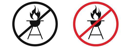 Barbecue Fire Prohibited Sign Prevent Fire Hazards in Public Spaces vector