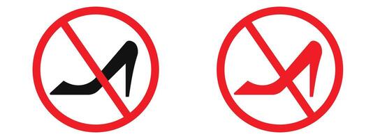 Footwear notice indicating no high heels allowed with flat shoes required vector